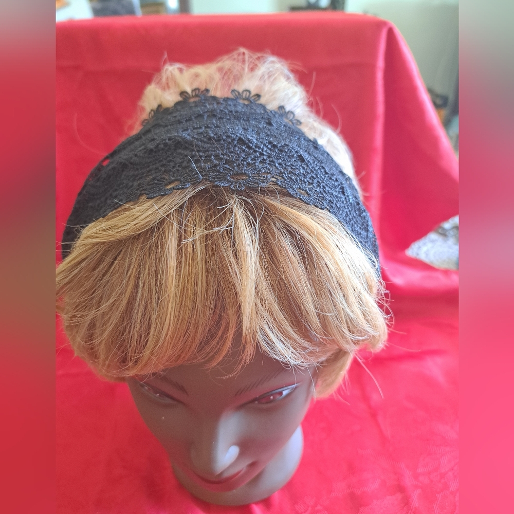 Black Floral Lace Stretch Headband for Women - Versatile Hair Accessory